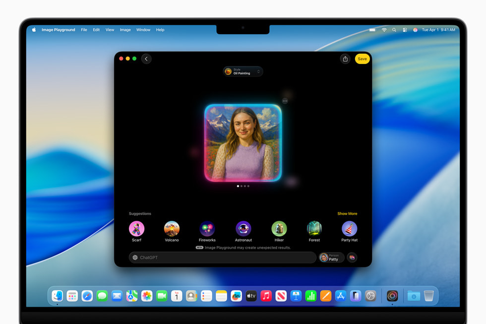 The new Any Style option in Image Playground with ChatGPT, displayed on MacBook Pro.