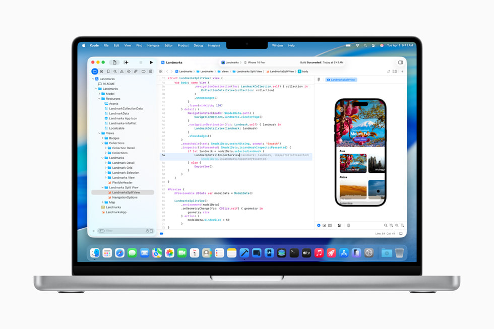 En Xcode?26-skjerm vises p? 14-tommers MacBook?Pro.