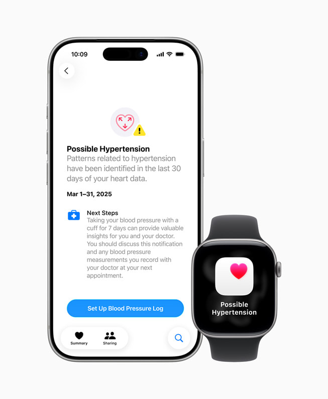 一位用戶的 iPhone 和 Apple Watch Series 11 上顯示「Possible Hypertension」(可能患上高血壓）字樣，並提供更詳盡資料。