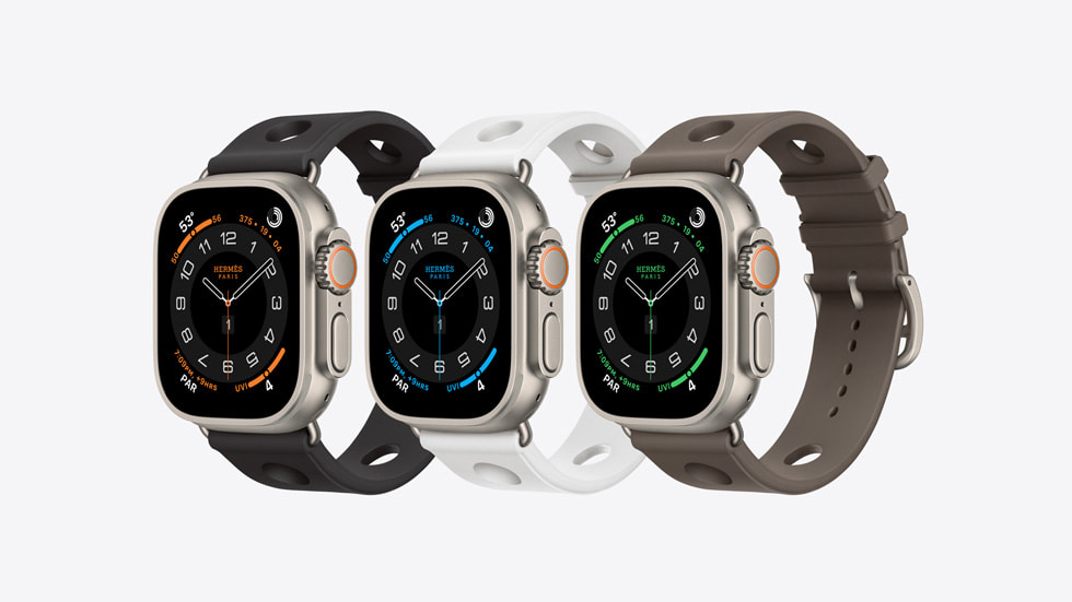 The new Hermès En Mer rubber band for Apple Watch Ultra 3.