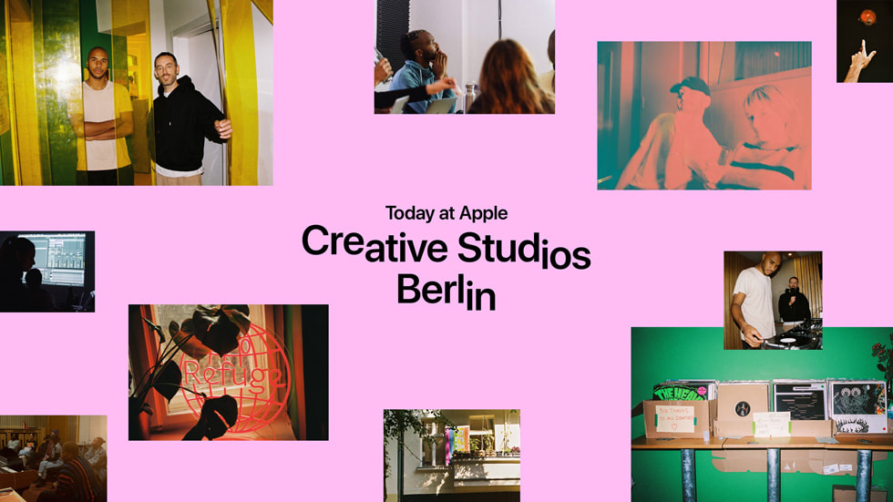 Kolaj tarz?nda bir g?rselde “Today at Apple Creative Studios Berlin.” yaz?yor