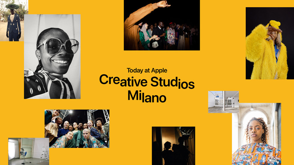 Kolaj tarz?nda bir g?rselde “Today at Apple Creative Studios Milano.” yaz?yor