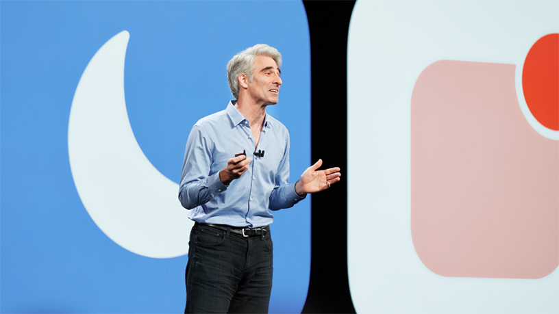 Craig Federighi WWDC 2018’de sahnede.
