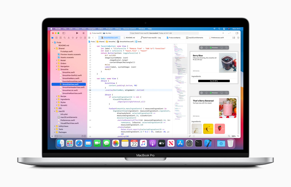 MacBook Pro’da Xcode proje ortam? g?rüntüleniyor.
