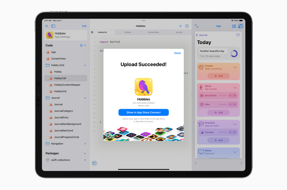 12.9 in? iPad Pro’da Apple Store’a bir uygulama yükleniyor.