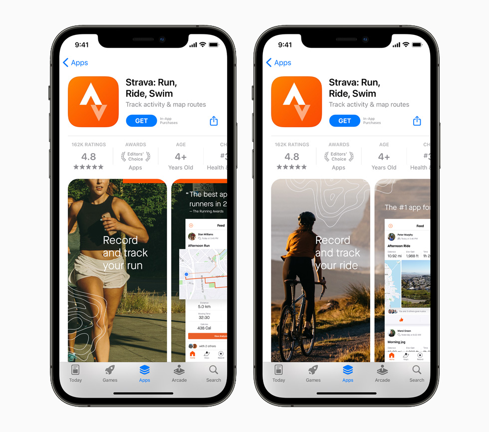 iPhone 12 Pro ekran?nda App Store’daki Strava uygulamas? g?steriliyor.