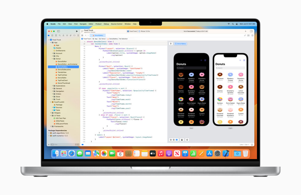 MacBook Pro’da SwiftUI kodlama dili g?steriliyor.