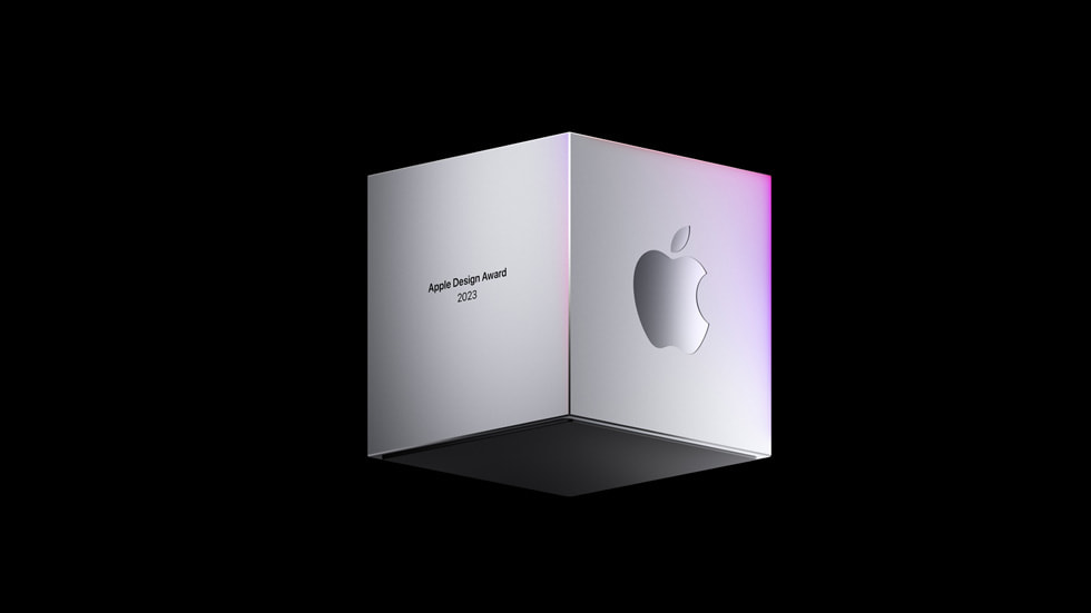 Siyah arka plan?n ?nünde bir 2023 Apple Tasar?m ?dülü g?steriliyor.