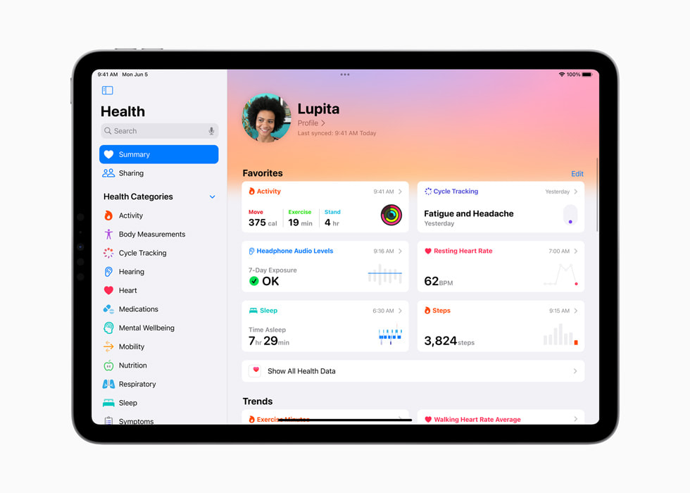 iPad Pro’da Sa?l?k uygulamas?n?n ?zeti g?steriliyor.