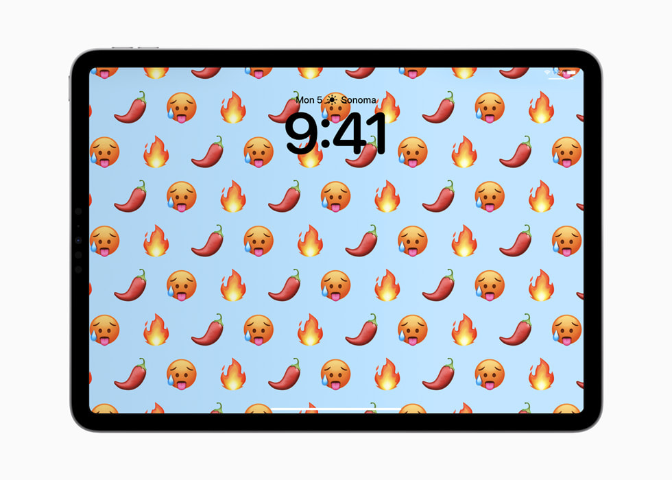 iPad Pro’da Kilit Ekran?’ndaki emoji ?zelle?tirme se?enekleri g?steriliyor.