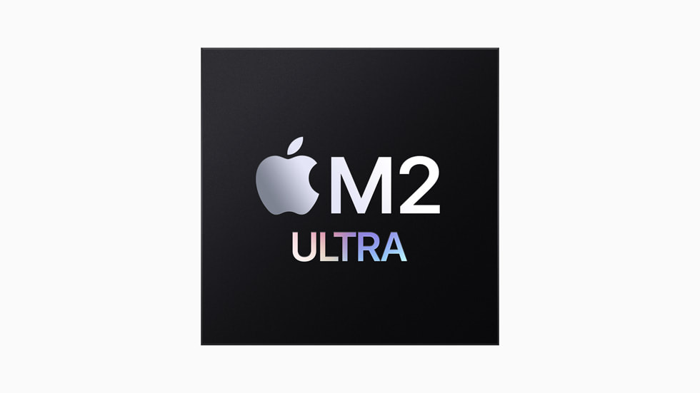 Siyah arka plan?n ?nünde M2 Ultra logosu yer al?yor.