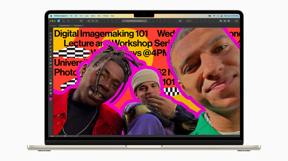 Y?ld?z I???? 15 in? MacBook Air’de bir Affinity Designer 2 projesi g?rüntüleniyor.