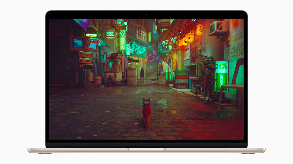 Yeni 15 in? MacBook Air’de oynanan bir oyun g?steriliyor.