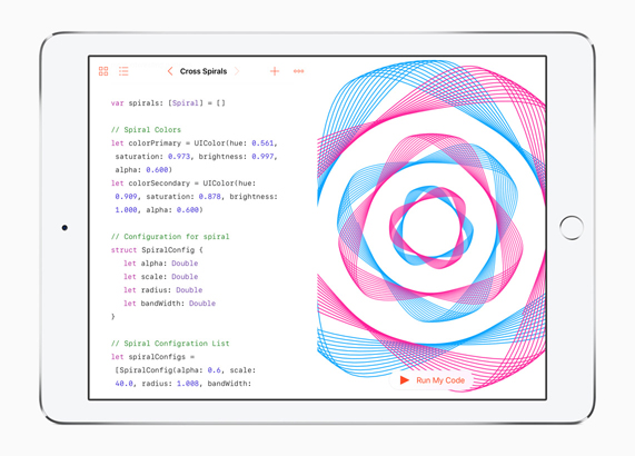 iPad Pro ekran?n Swift kodlama ?rne?i g?steriliyor.