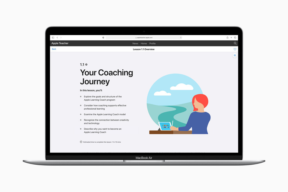 ???? ???? ?? ??? "????? ?? ???????" ??? ?????? Apple Learning Coach ??? MacBook Air.