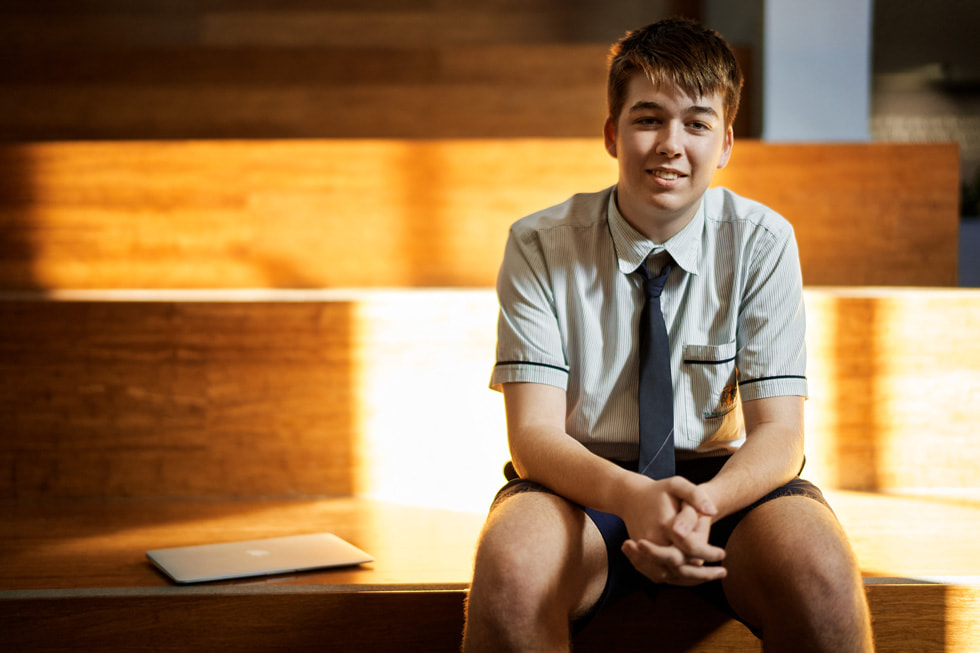 Lincoln Hetherington of St?Augustine’s College, seated next to his MacBook Air.