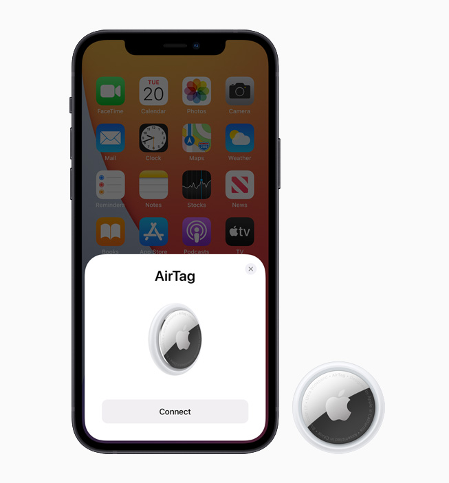 ???? iPhone 12 ???? ???? ????? AirTag ???????? ??? ???? AirTag.