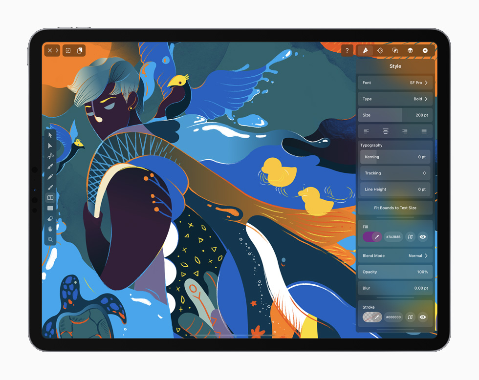 Vectornator app 呈現(xiàn)在 iPad Pro 上。