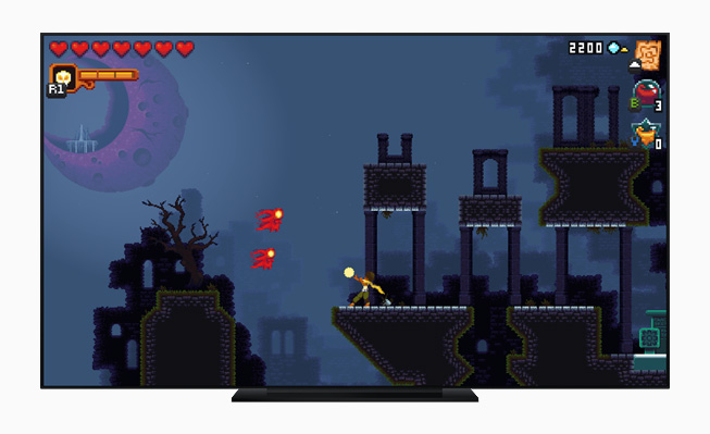 Apple TV uygulamas?nda “Dandara Trials of Fear” oyunundan bir g?rüntü. 