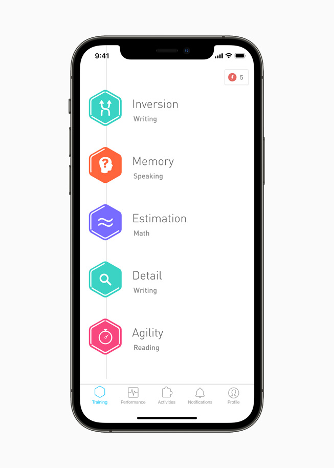 Elevate brain training app displayed on iPhone 12 Pro.