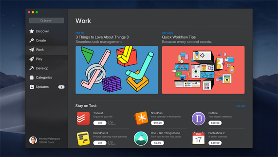 Mac App Store’daki yeni Work sekmesi