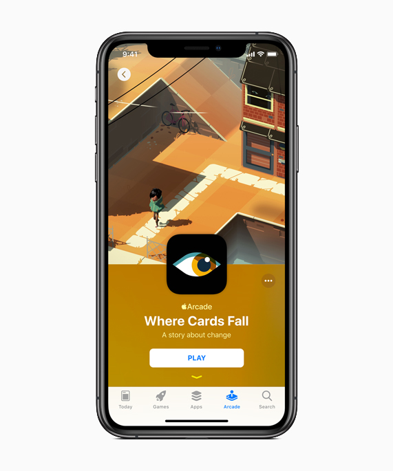 iPhone’da, Apple Arcade’deki Where Cards Fall oyunundan bir g?rüntü.