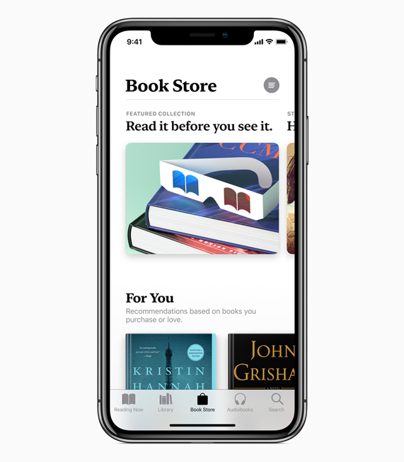 iPhone X’da, Apple Books’taki Book Store ekran? g?rüntüleniyor.