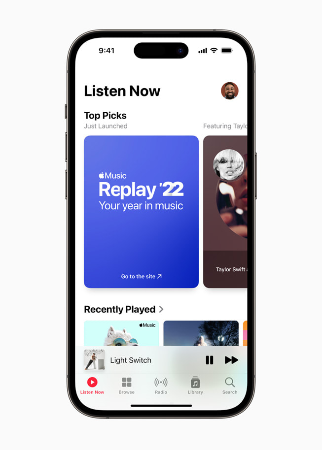 Apple?Music’teki yeniden tasarlanan Replay deneyimi g?steriliyor.