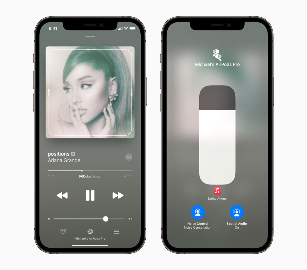 AirPods Pro ile e?le?tirilmi? iPhone 12 Pro’daki Apple Music’te Ariana Grande albüm kapa?? g?steriliyor.