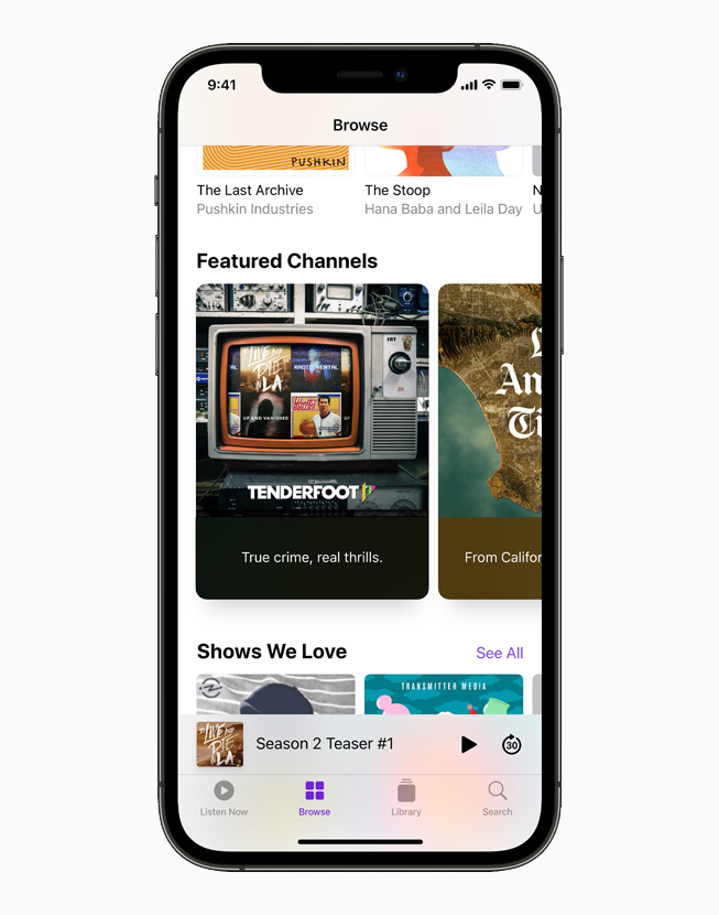 ??????? ??????? ?? ????? ??????? "????" ?? Apple Podcasts ?????? ??? iPhone?12?Pro.