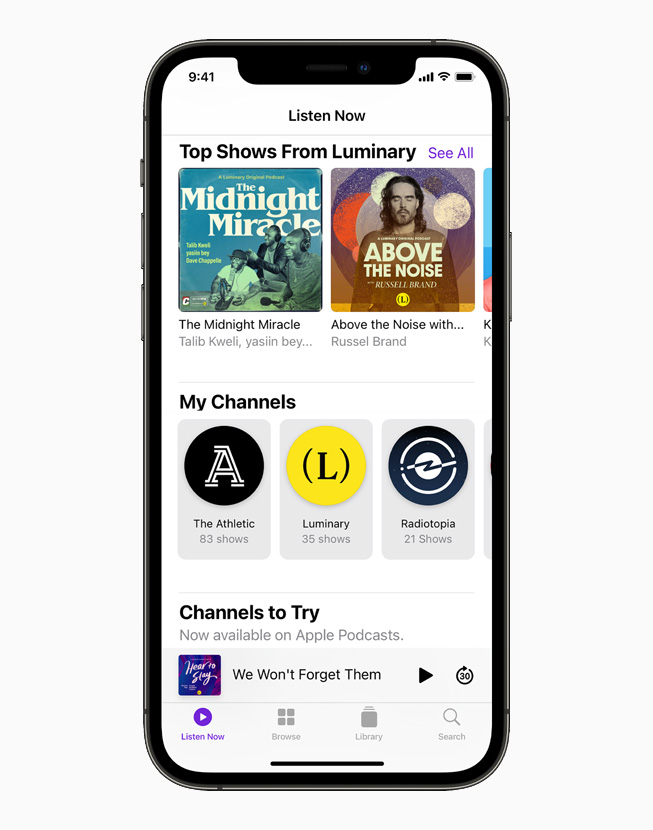 ?? "??????" (My Channels) ?? Apple Podcasts ????? ??? iPhone 12 Pro.