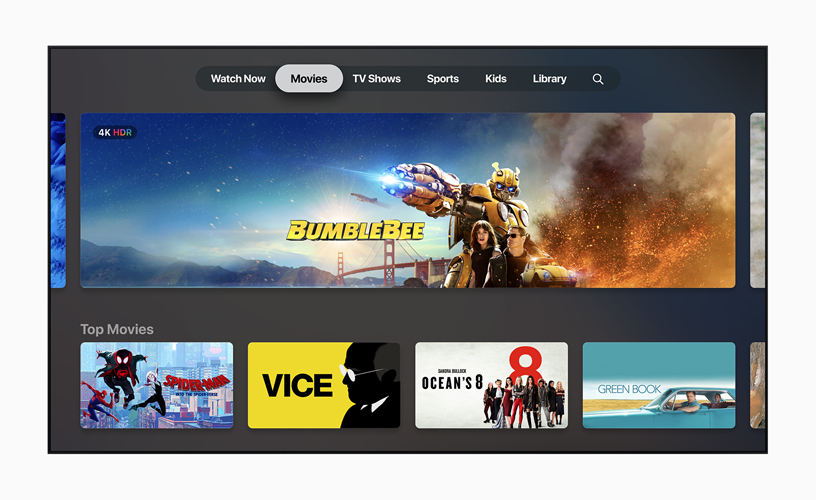 Apple TV uygulamas?nda Filmler ekran?.