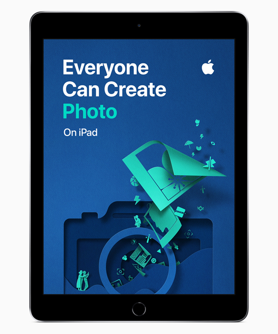 Everyone Can Create’in Foto?raf ekran?n? g?steren iPad.