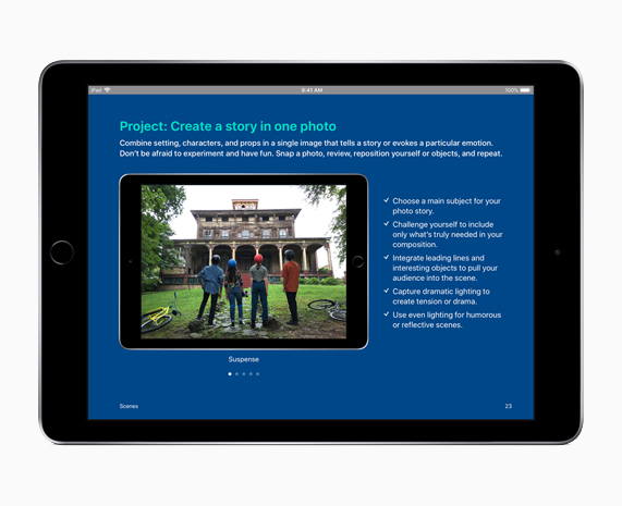 Everyone Can Create’in Proje ekran?n? g?steren iPad.
