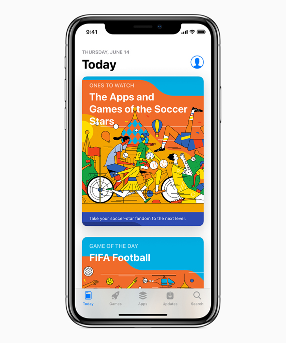 iPhone X’daki App Store’da yer alan Dünya Kupas? i?erik menüsü illüstrasyonu