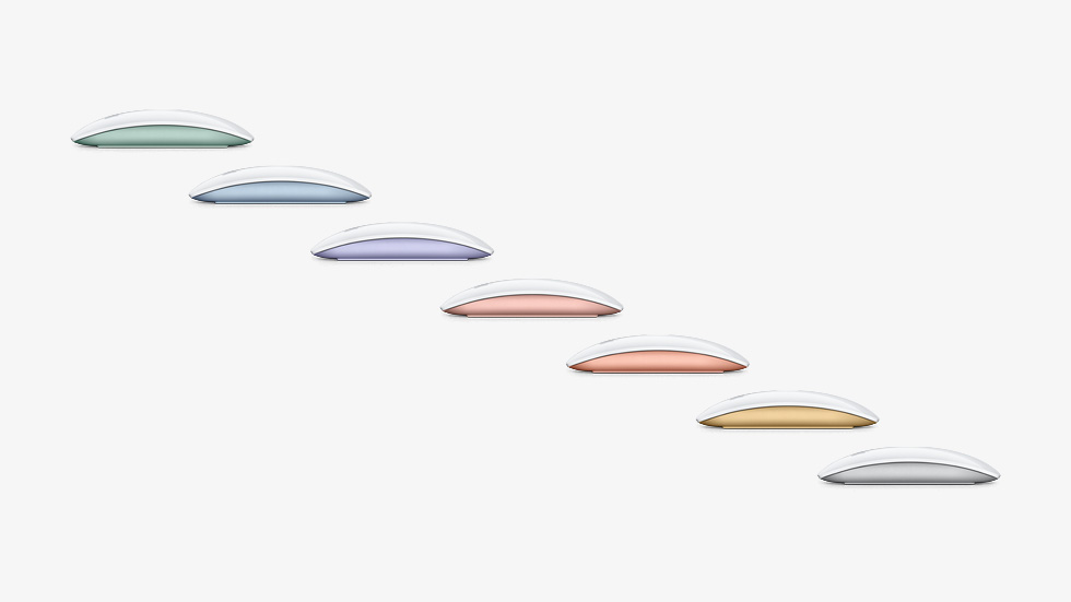 Uyumlu renklerdeki Magic Mouse, yedi farkl? renk se?ene?iyle sunuluyor.