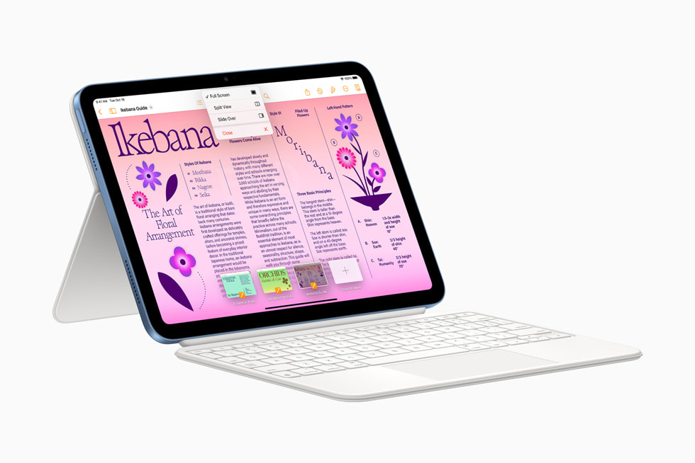 Yeni pembe iPad’e tak?l? iki par?al? Magic Keyboard Folio ve Apple Pencil.
