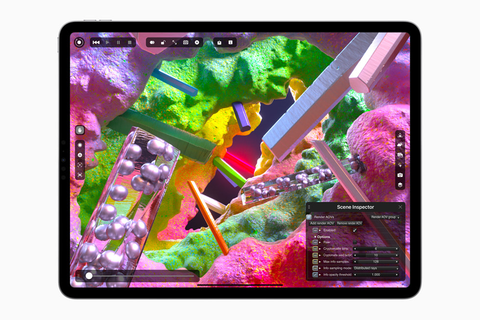 iPad Pro’da Octane X kullan?larak bir sahne düzenleniyor.