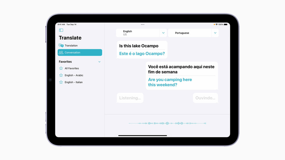 iPad mini’de yeni ?eviri uygulamas? g?steriliyor.
