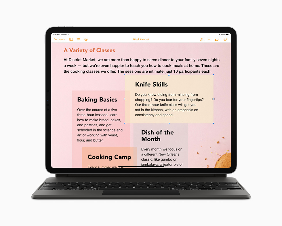 ????? Pages ??? iPad Pro ?????? ?? Magic Keyboard.