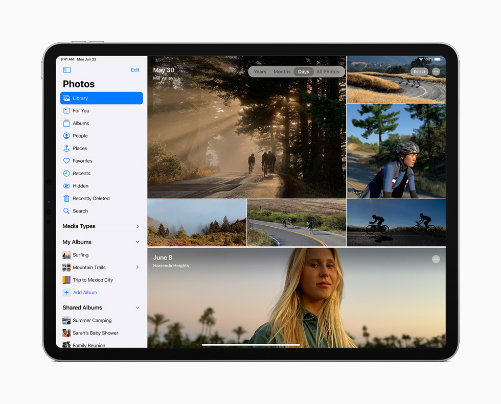 iPad Pro’da Foto?raflar uygulamas?ndaki kenar ?ubu?u g?steriliyor.