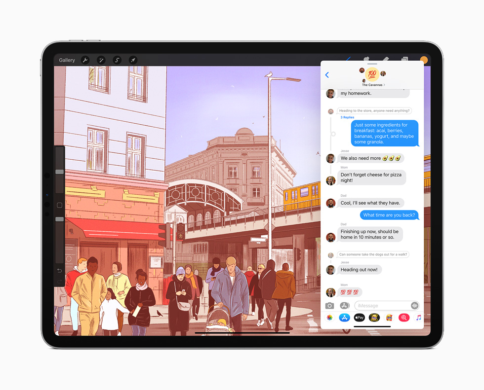 iPad Pro’da Mesajlar uygulamas? g?steriliyor.