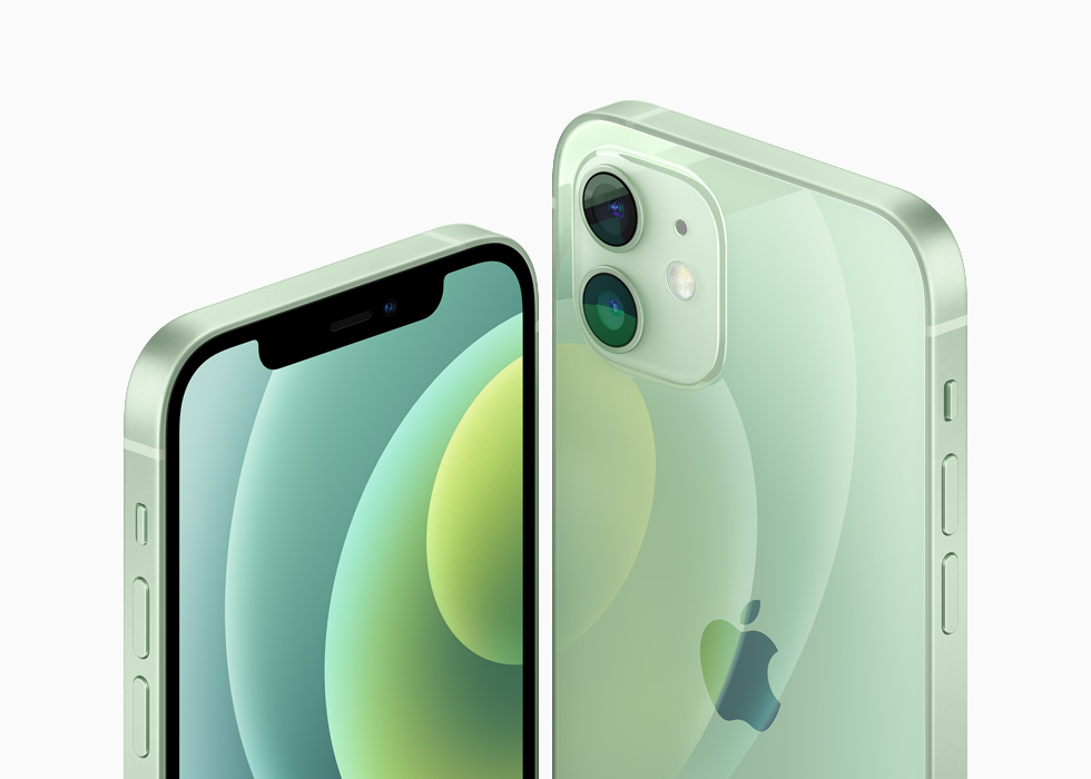 Alüminyum ye?il iPhone 12 ve iPhone 12 mini.