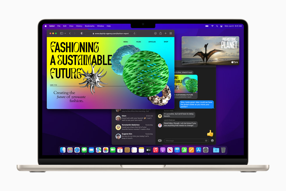 Y?ld?z ????? MacBook Air ekran?nda birden fazla uygulama g?rüntüleniyor.