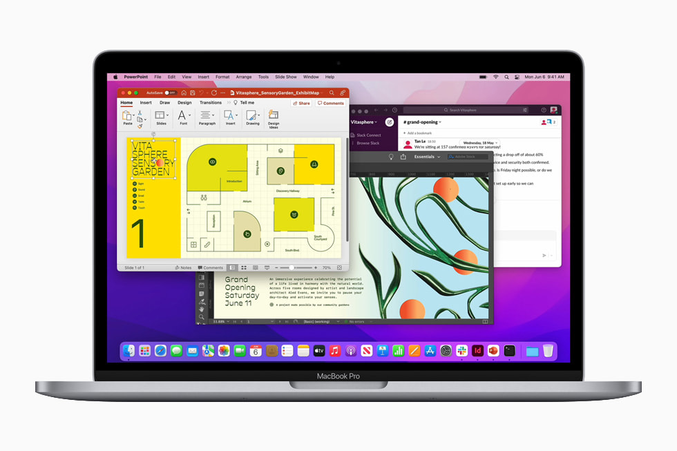 Güncellenen uzay grisi MacBook Pro’da ?al??an birden fazla uygulama.