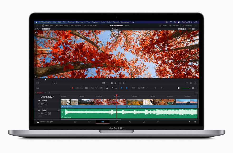 MacBook Pro’da DaVinci Resolve yaz?l?m?.