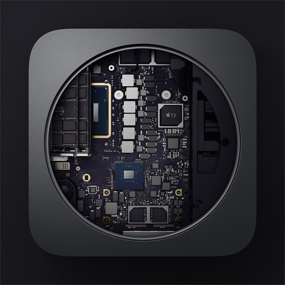 Yeni Mac mini’nin i?indeki bile?enlerin g?rüntüsü.