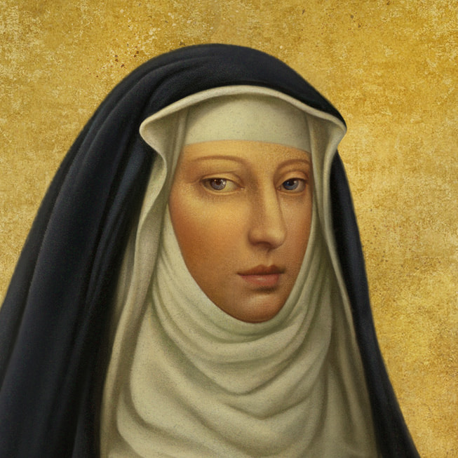Apple?Music?Classical i?in ?zel olarak yapt?r?lm?? Hildegard von Bingen portresi.