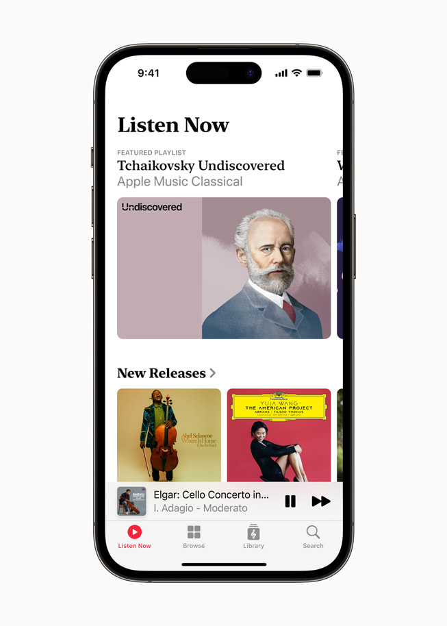 Apple?Music?Classical i?in ?imdi Dinle arayüzü g?steriliyor.