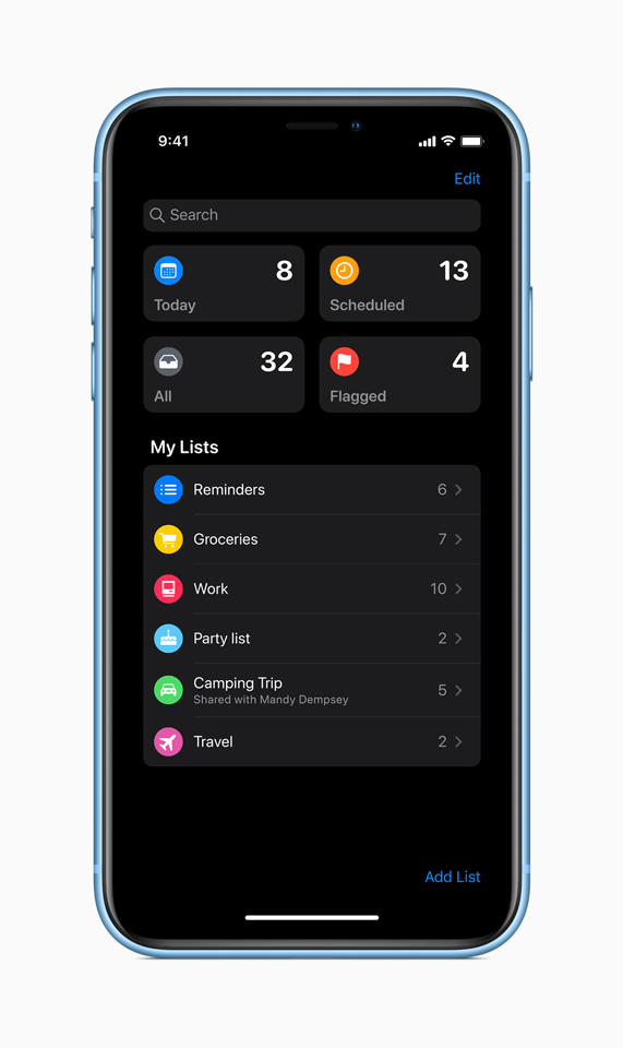 iPhone XR’da iOS 13’teki An?msat?c?lar g?rünümü.
